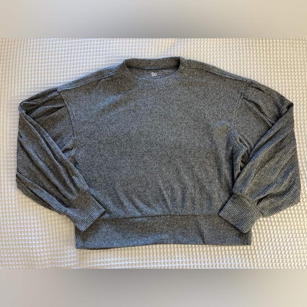 SO Cozy Crewneck Balloon Sleeve Tee - grey Medium